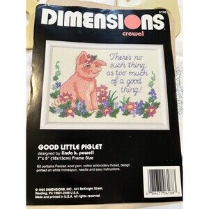 Good Little Piglet 1993 Dimensions Embroidery Kit W/ Thread Palette-Partial
